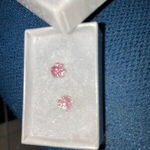 Pink crystal paw print stud earrings